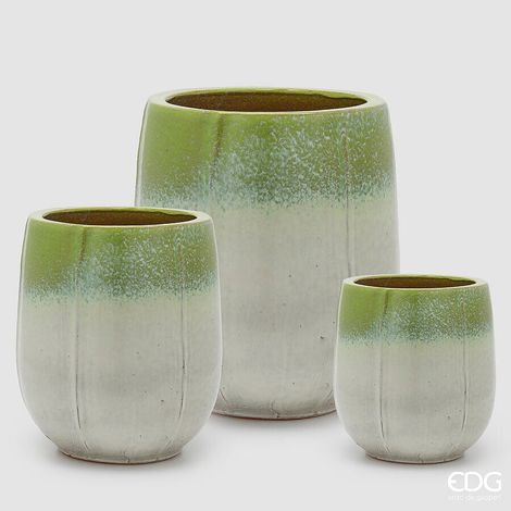 EDG Enzo De Gasperi Set 3 Vasi Atlas Spicchi Bombato Mix Verde