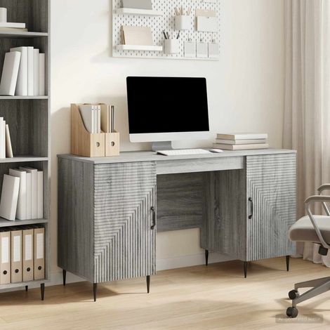 vidaXL Bureau Sonoma gris 142,5 x 50 x 75 cm Bois d'ingénierie (1/5)