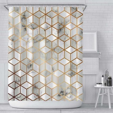 Rideau de Douche Anti Moisissure en Tissu Polyester, Original Rideau de Bain Impermeable Lavable en Machine, avec 12 Crochets pour Salle de Bains,180x180cm (1/4)