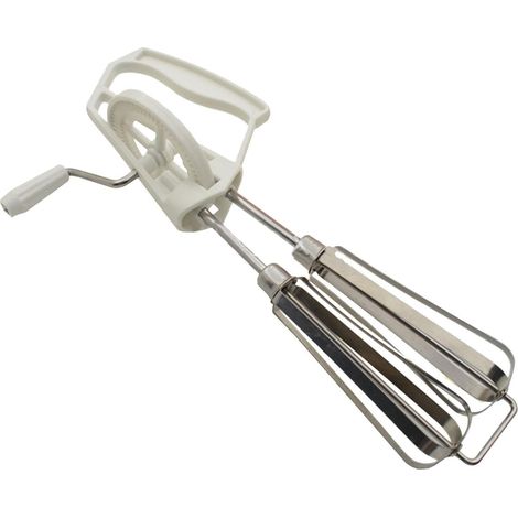 Batteur Manuel - Fouet à Manivelle en Acier Inoxydable, Deux Têtes Mélangeantes, Outil de Cuisine Suspendu Fouet Confortable pour La Maison, Restaurant, Boulangerie, Pâte, Crème, Mousse de Lait (1/5)