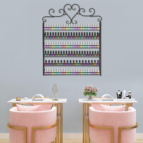 Étagère Vernis À Ongles Murale Rangement Vernis À Ongles 6 Niveaux, Présentoir Vernis Noir Fer 60x74CM pour Rangements Ongles Parfums Rouges À Lèvres Lunettes (1/5)