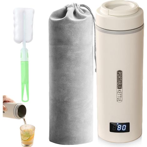 Bouilloire Électrique De Voyage, 500ml Mini Bouilloire Electrique en Acier Inoxydable 316, Bouilloire Électrique Portable 4 Témpérature Réglable, Tasse de Chauffage Rapide pour Café Thé Lait Infantile (1/5)