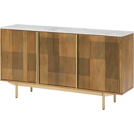 Credenza Mango marrone chiaro oliato 150x40x80 cm montato parzialmente MIAMI 101 (1/4)