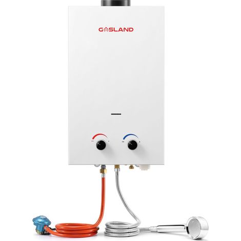 GASLAND BS264 10L 30/37mbar Tankless Chauffe-eau instantané à gaz, Chauffe-eau à gaz portable, Chauffe-eau instantané à GPL pour douche de camping/excursion en camping-car/cheval de lavage [Classe éne (1/5)