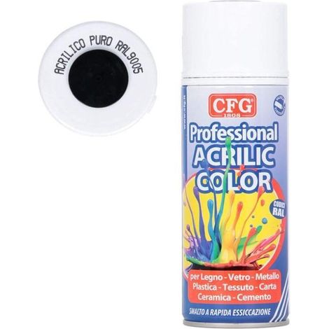 Vernice spray acrilica cgf nero lucido ral 9005 400ml, cfg sp9005