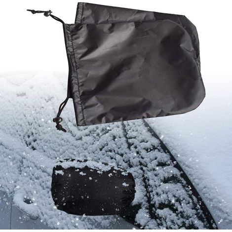 Side mirror snow cover, mirror frost protection cover, car mirror protective cover snow cover, car exterior mirror frost cover, side mirror cover, for car rearview mirrors, black, 1 pair (1/5)