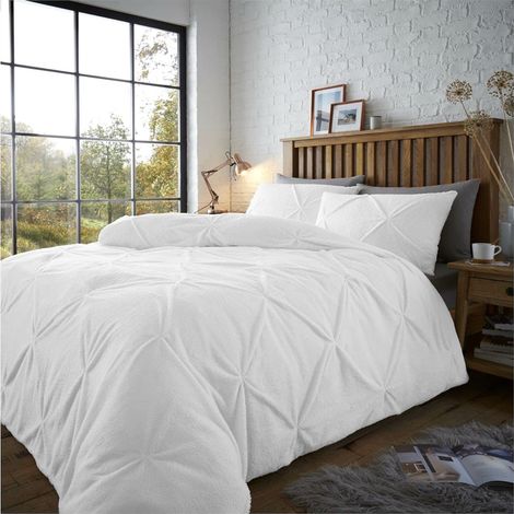 Parure de lit plissée Douce et Confortable avec Housse de Couette en Forme de Losange, Facile d'entretien, Blanc (1/5)