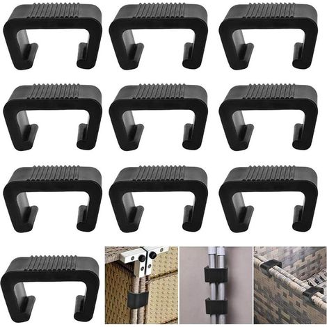 Lot de 10 raccords de meubles de jardin en polyrotin extra solides - Clips pour meubles de jardin - En polyrotin-5.25cm (1/5)