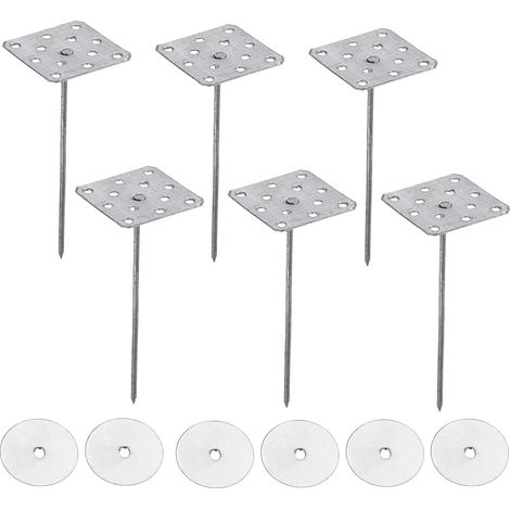 2,4 Pouces Épingles d'Isolation Perforées avec Rondelles, Lot de 40 Clous Isolants en Aluminium pour Fixer des Panneaux en Mousse au Mur Ou au Plafond (1/5)
