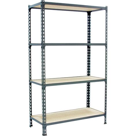 Simonrack Regalsystem robust grau und Holz 4 Ebenen