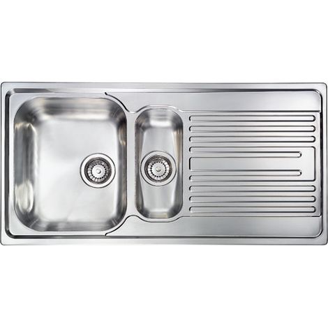 Lavello ATLANTIC 100X50 2 vasche sinistre+ gocciolatoio ACCIAIO INOX