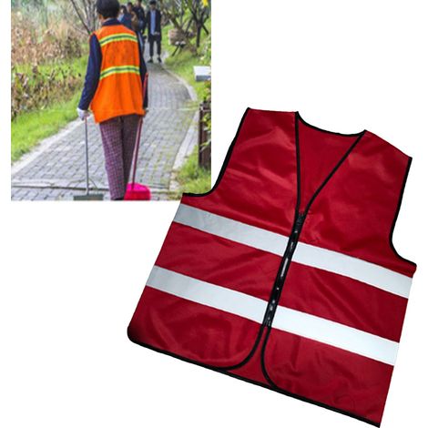 Gilet de sécurité réfléchissant haute visibilité pour chantiers, ateliers, cyclistes, agents d'entretien, rose rouge (1/5)