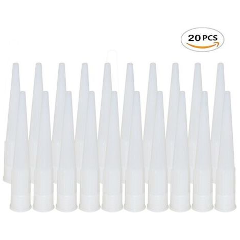 Lot de 20 Embout Douille Pistolet Silicone Cartouche Douilles Silicone Buses de Rechange pour Mastic Adhésif en Silicone avec Grattoir Plastique pour Calfeutrer Extension Remplacement Calfeutrage (1/5)