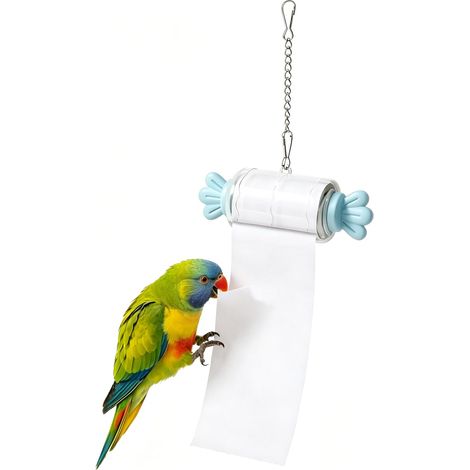 Jouet de recherche de perroquet, jouet de déchiquetage d'oiseaux avec rouleau de papier remplaçable, jouets à mâcher en polypropylène de qualité alimentaire pour calopsitte, perruche, conure (1/4)