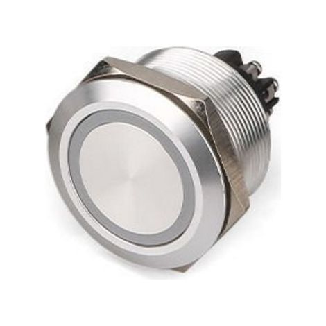Bouton-poussoir, Momentané lumineux, LED Vert, DPST, 5 A @ 250 V ac, Argent, Montage panneau 12V ( Prix pour 1 )