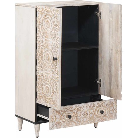 Buffet Haut Blanc 60 x 33,5 x 100 cm Bois de mangue massif