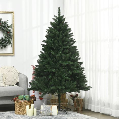 Árbol de Navidad artificial de 180 cm con 800 ramas y base de metal, árbol de Navidad grueso con apertura automática, fácil de montar, verde. (1/5)