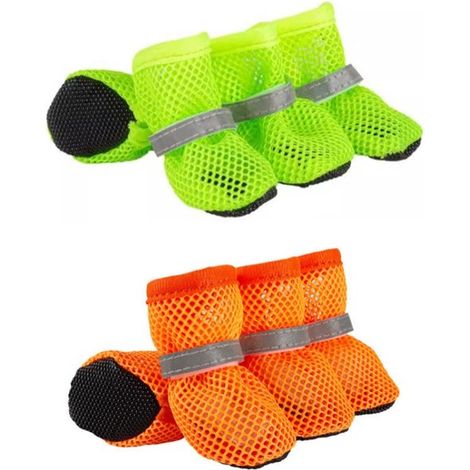 Achtteiliges Set schützender Hundeschuhe atmungsaktive und bequeme Sommerschuhe für Hunde geeignet für drinnen und draußen im Sommer Pink Rot S (1/5)