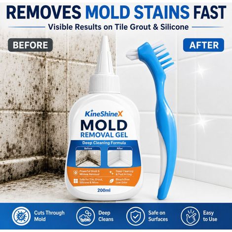 KineShineX Mold Removal Gel - Powerful for Removing Mold and Black Spots, Cleaning Tile Grout, Silicone, and Bathroom Walls (1/5)