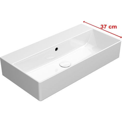 Lavabo en céramique KUBE X 70x37cm, sans trou pour robinetterie, blanc ExtraGlaze (1/5)