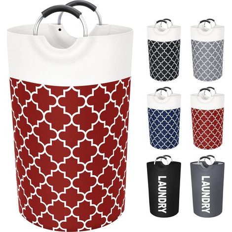 Grand panier à linge, panier à linge, sac à linge, pliable, haut avec poignées, étanche, voyage, salle de bain, collège, essentiels de rangement pour dortoir universitaire, famille, 82 L (rouge) (1/5)