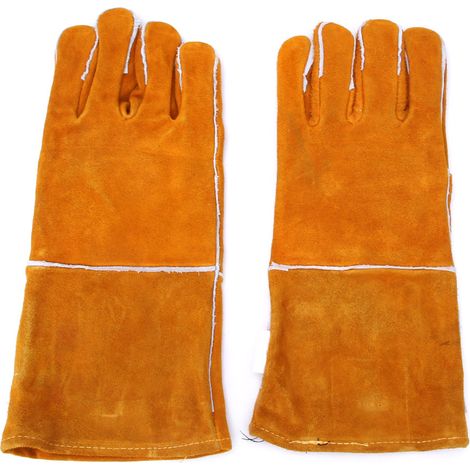 Gants De Soudure En Cuir De Vache - Protection Mains Haute Résistance - Pour Soudage Et Découpe - Paire (1/5)