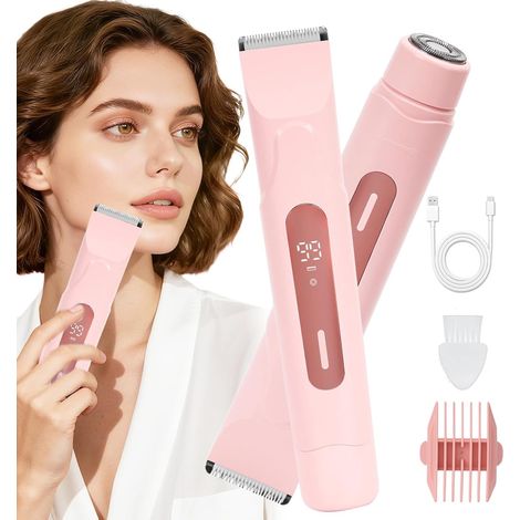 Épilateur Corporel 2-en-1 pour Femmes - Nouveau Design 2026 avec Écran LED, Étanche IPX7 et Rechargeable - Pour une Épilation Douce sur Visage, Aisselles, Jambes et Maillot (Rose) (1/5)