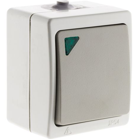 Interrupteur va-et-vient étanche IP54 avec voyant lumineux intégré – 10A 2300W pour intérieur et extérieur – Certifié CE et NF – Akya (1/5)