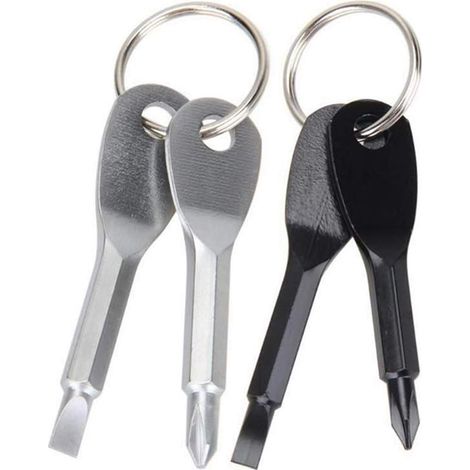 4-teiliges Taschenschraubendreher-Set, Schraubendreher-Schlüsselanhänger, Mini-Schraubendreher, Schlüsselring-Set, Schlitz- und Kreuzschlitzschraubendreher, präzisionsgegossenes Stahlmaterial (Schwarz (1/5)