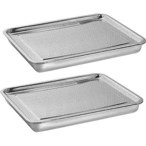 Plateaux de Culture de Germes en Acier Inoxydable à 2 Niveaux de 10,4 Pouces, Kit de Culture de Micro-Pousses, Plateau de Germination de Graines avec (1/2)