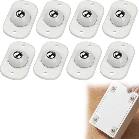 Mini Roulettes Auto-adhésives 8 Pcs Blanc, 360° Rotation Lisse et Silencieuse, ABS+Acier Inoxydable, pour Meubles, Petit Électroménager et Accessoires Maison (1/5)