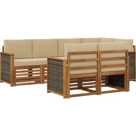 Sectional Sofa Set with Cushion 6 pcs Natural vidaXL (1/5)