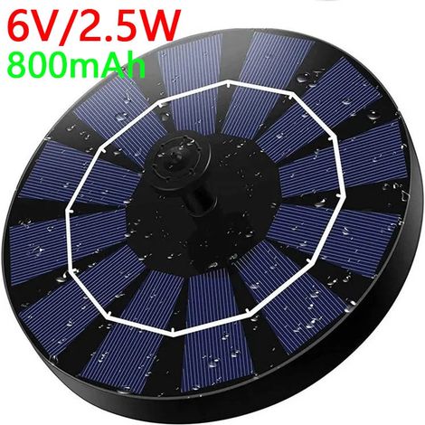 Fontaine solaire flottante (7 V 2,5 W 800 mAh) 1,4/2,5/3,5/4/6 W avec buse rotative, pompe solaire pour piscine, bassin et étang. (1/5)