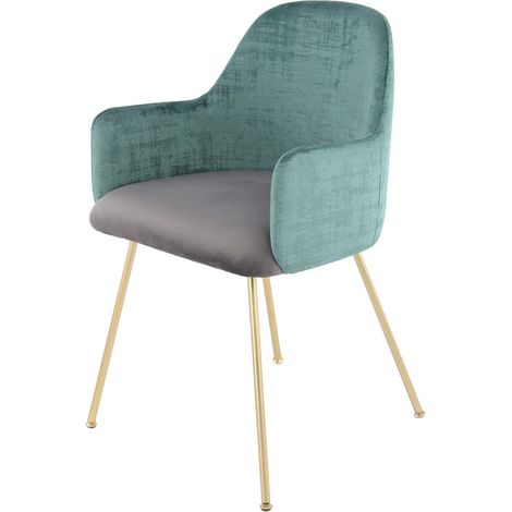 Sedia di design Richard in velluto verde e grigio (1/3)