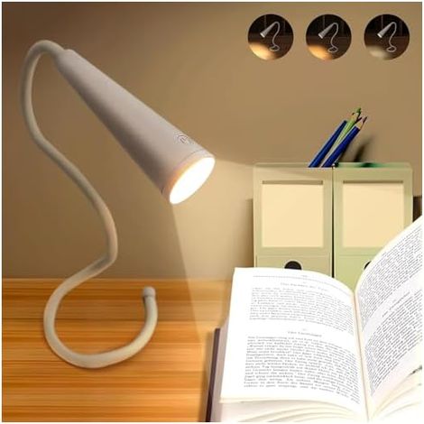 Lámpara de lectura LED recargable y portátil, 4 en 1, 3 niveles de brillo, ideal para leer, trabajar y estudiar por la noche. (1/5)