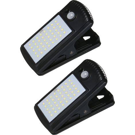 Lampe solaire à pince 40 LED avec détecteur de mouvement IP65 étanche pour extérieur clôture terrasse mur garage patio (1/4)