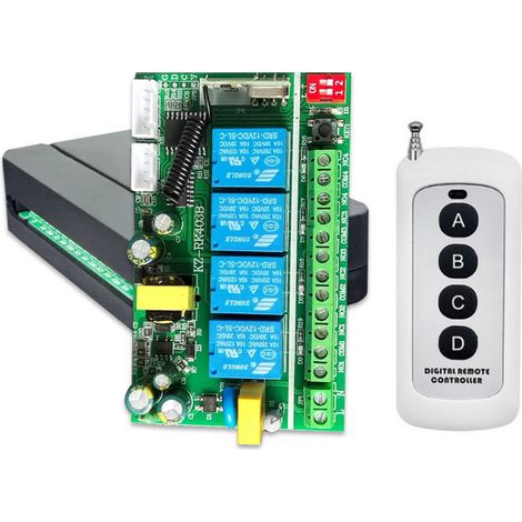 Vierkanaliger 220V-Funkfernbedienungsschalter, 433MHz-LED-Beleuchtungssteuerung, Vorwärts-/Rückwärtssteuerung für Schrankenmotor (mit Fernbedienung). (1/5)