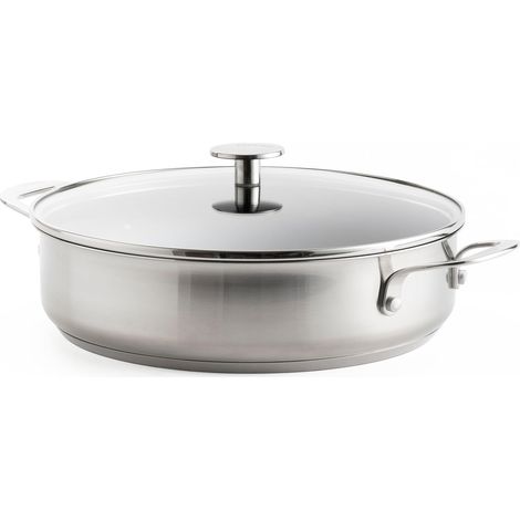 Sauteuse en céramique antiadhésive en acier inoxydable sans PFAS, 28 cm/4,3 litres, pour induction, four, lave-vaisselle, argenté (1/5)