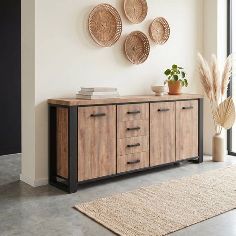 Buffet/bahut style industriel chêne/noir Esteline (1/5)