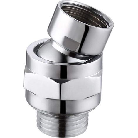 Adjustable Brass Swivel Ball Joint, Shower Swivel Ball Joint Connector, Shower Ball Joint Adapter, Suitable for Connecting Shower Heads and Water Pipes Silver (1/4)
