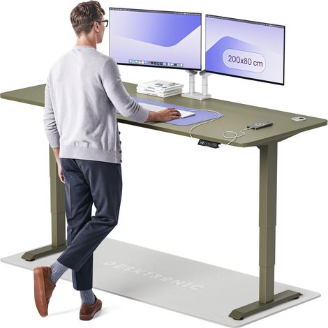 Desktronic Bureau assis debout HomePro - 200x80cm - Vert/Vert