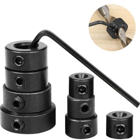 Lot de 8 bagues de positionnement pour forets de profondeur 3/4/5/6/8/10/12/16 mm, pour le travail du bois (1/5)