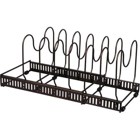 Robuster Topf-, Pfannen- und Deckelhalter aus Metall mit 7 Fächern, rostfrei (1/5)