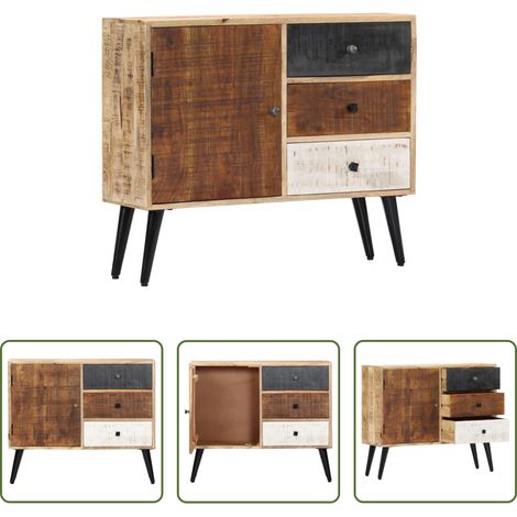 vidaXL Buffet en bois massif - Buffet 88x30x73 cm Bois de manguier massif (1/5)