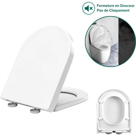 Soft-Close Toilet Seat, XVX Toilet Seat for Bathroom, 45 x 36.5cm, White (1/4)
