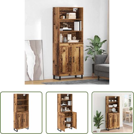 Altholz Hochschrank - Highboard Altholz 69,5 x 34 x 180 cm Holzwerkstoff (1/5)
