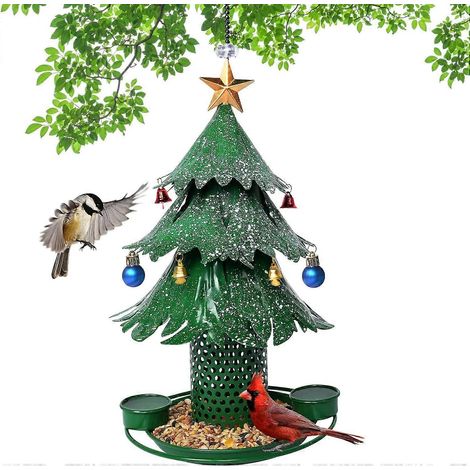 Mangeoires à oiseaux suspendues en métal pour l'extérieur, idéales pour les oiseaux sauvages, notamment les cardinaux. Un cadeau parfait pour les amoureux des oiseaux. Décoration de Noël. (1/5)