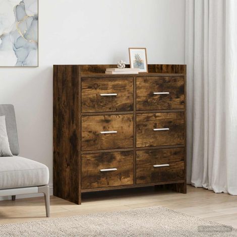 vidaXL Buffet Chêne fumé 75 x 33 x 80 cm Bois d'ingénierie (1/5)