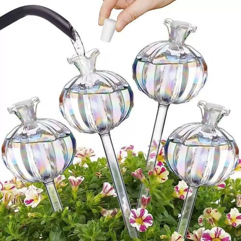 Arroseur Automatique en Forme de Cactus Système Goutte à Goutte pour Plantes en Pot Irrigation Lente Transparent 4 Pièces (1/4)
