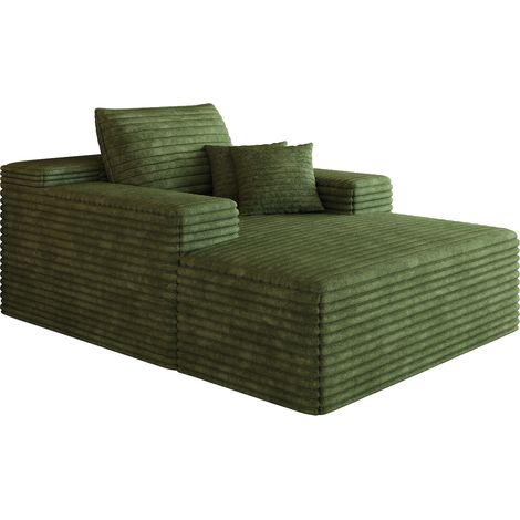 Chaise longue en tela acanalada, asiento profundo, sin montaje, espuma de alta elasticidad, verde (1/5)